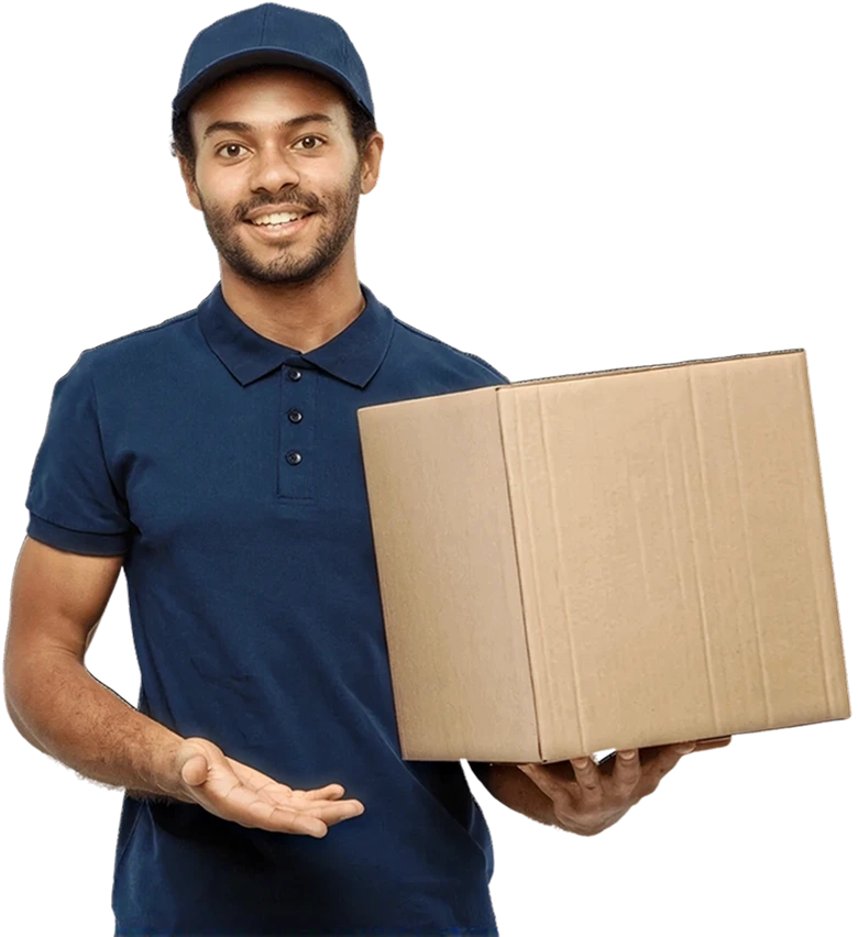 Smart Penny Moving mover holding a box